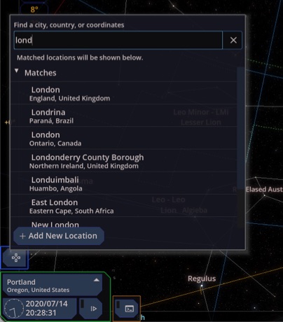 Location button and the city search